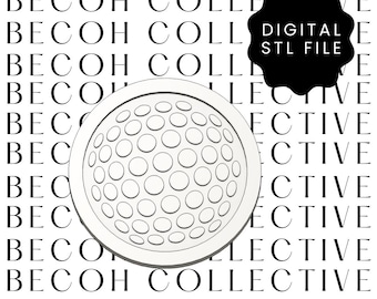 Puede incluir: Un modelo 3D circular blanco con un patrón de círculos espaciados uniformemente. El fondo presenta el texto repetido "BECOH COLLECTIVE". Una forma negra con el texto "DIGITAL STL FILE" está en la parte superior derecha.