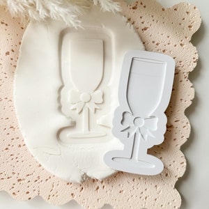 Champagne Flute with Bow Cookie Stamp & Cutter