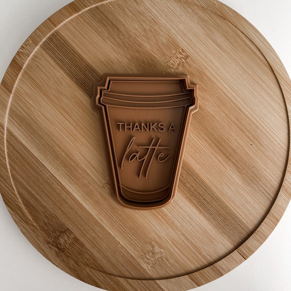 Takeout Coffee Cup Cookie Cutter & Thanks a Latte Fondant Stamp