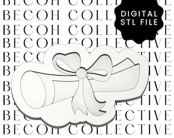 Graduation Scroll with Bow Cookie Stamp & Cutter (Digital STL File)