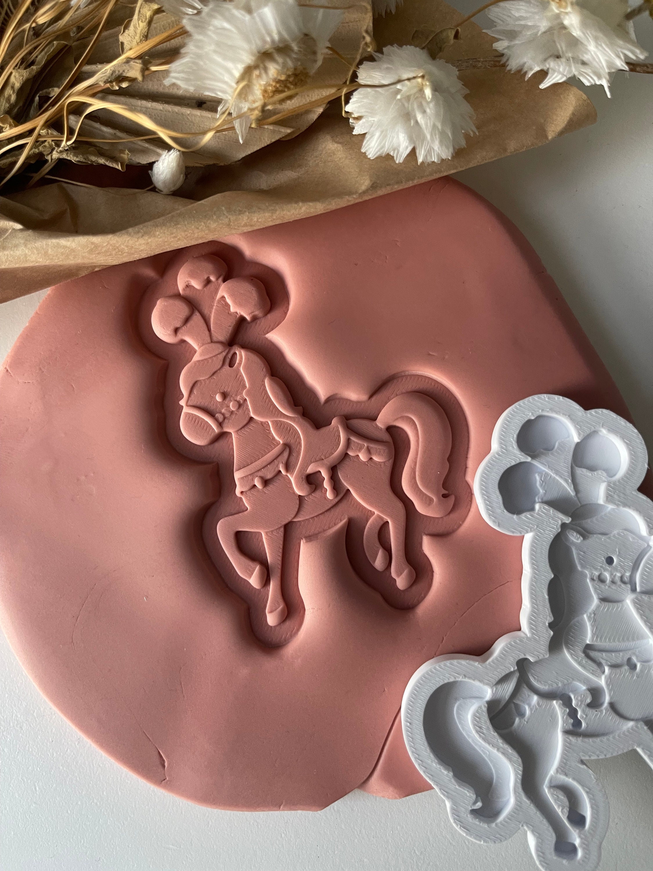 Formina per biscotti a forma di cavallo del circo e timbro per fondente, incisore, cavallo, pony, giostra, circo, timbro per biscotti a cavallo, spettacolo pony, cavallo stampato in 3D