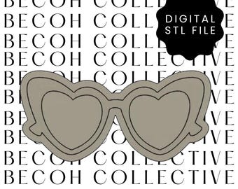 Digital STL Heart Sunglasses Cookie Stamp & Cutter, STL File, Digital Download, Instant File, Instant Download, Fondant Cookies, 3d Printing