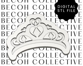 Princess Crown Cookie Stamp & Cutter, 3D Printing STL File (Digital Download)