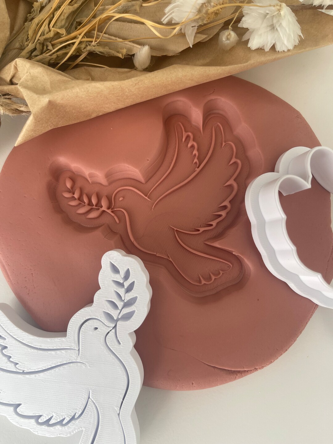 Dove Cookie Cutter & Fondant Stamp, Debosser, Baptism Cookie Stamps