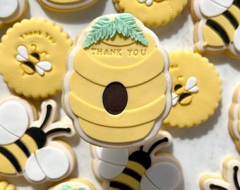 Cortador de galletas Bee Hive y sello de fondant, Grabador, Winnie The Pooh, Abeja, Baby Shower, Cumpleaños, Fiestas nupciales, Colmena, Hogar de abejas