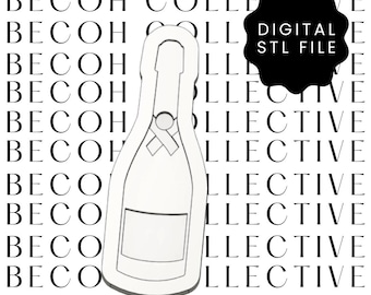 Prosecco Bottle Cookie Stamp & Cutter, 3D Printing STL File (Digital Download)