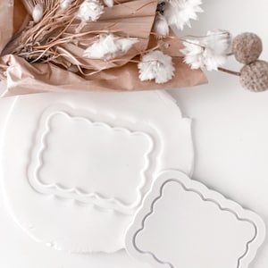 Welliges Rechteck Cookie Stamp & Cutter, Wellenrand, Abstrakt, Hochzeit, Wellenformen, benutzerdefinierte Stempel, Hochzeiten, Platzkarteneinstellungen