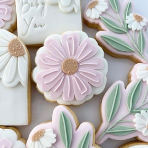 Timbro e taglierina a forma di fiore arricciato, fiori di margherita, boho, floreale, delicato, timbro in rilievo, stampato in 3D