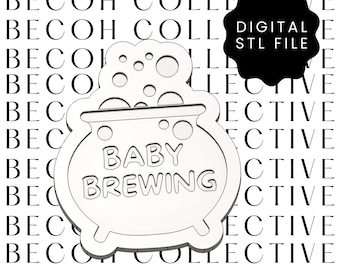 Baby Brewing Cauldron Cookie Stamp & Cutter, Digital STL File (Digital Download)