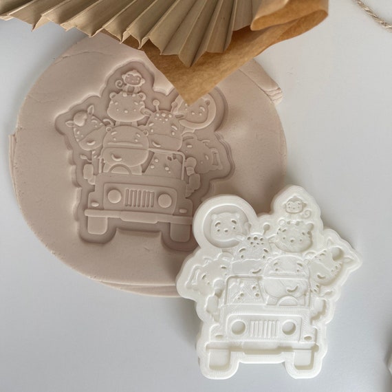 Safari Jeep Animal Cookie Cutter, Fondant Stamp, Jungle Theme