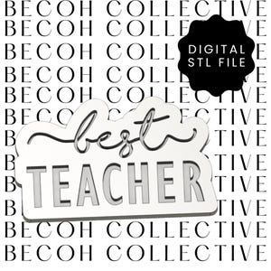 Digitale STL Best Teacher-koekjesstempel en -snijder, STL-bestand, digitale download, direct bestand, fondantkoekjes, 3D-printen,