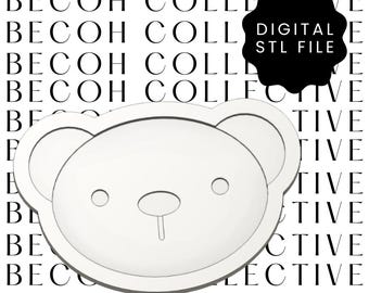 Teddy Bear Face Cookie Stamp & Cutter, 3D Printing STL File (Digital Download)
