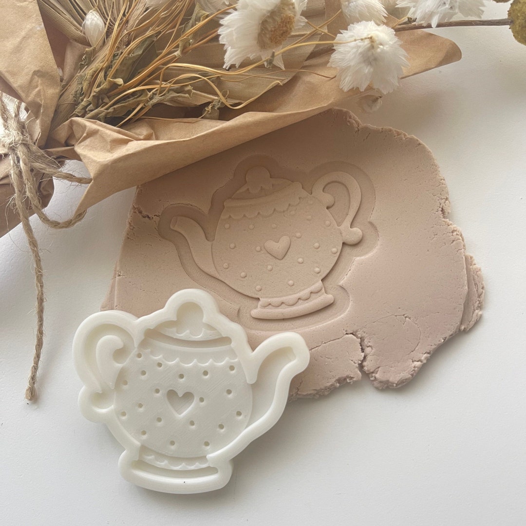 Pot of Tea Cookie Cutter & Fondant Stamp, Debosser, High Tea Cookie