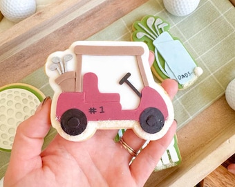 Golf Buggy Cookie Cutter & Fondant Stamp, Debosser, Fathers Day Cookie Stamps, Fathers Day, Dad, Golf Cart, Golf Clubs, Golf Buggy, Golf Dad