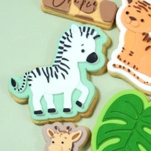 Zebra-Ausstechform & Fondant Stempel, Debosser, Zootiere, Safari-Ausstecher, Dschungeltier-Ausstecher, Wilder Geburtstagskeksstempel