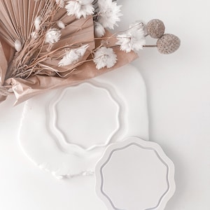 Wellenförmiger runder Keksstempel & Cutter, gewellter Rand, abstrakt, Hochzeit, wellige runde Formen, Tischkarteneinstellungen, benutzerdefinierte runde Stempel, Personalisieren