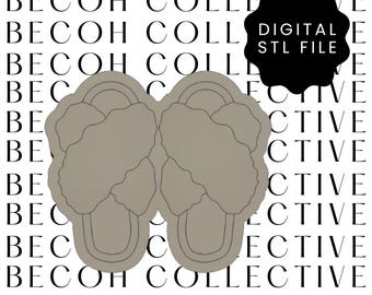 Fluffy Slippers Cookie Stamp & Cutter, 3D Printing STL File (Digital Download)