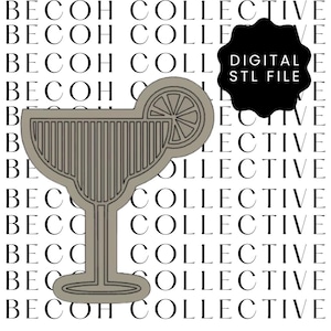 Digital STL File Citrus Cocktail Glass Cookie Stamp & Cutter, STL File, Digital Download, Instant Download, Fondant Cookies, 3d Printing