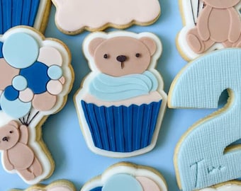 Teddybär Gesicht Cupcake Cookie Stempel & Cutter, Baby Shower, Geburtstag, 3D Gedruckt