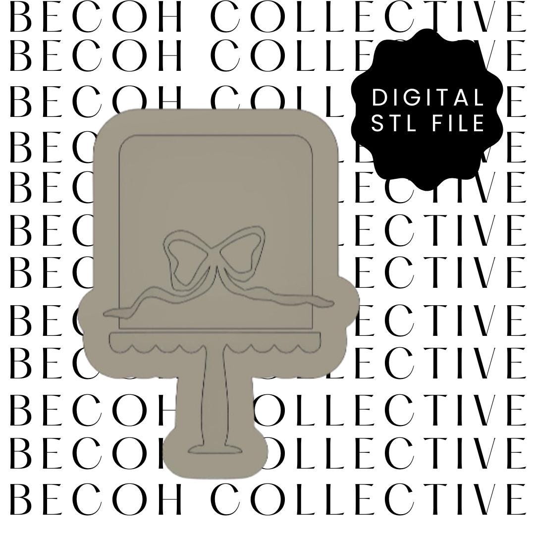 Digital STL File Cake with Bow Cookie Stamp & Cutter, STL File, Digital Download, Instant File, Fondant Cookies, 3d Printing,