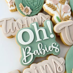 Oh Babies Koekjesstempel en -uitsteker, tweeling, babyshowerkoekjes, verjaardagskoekjes, fondantstempels, koekjesvormpjes, 3D-gedrukt