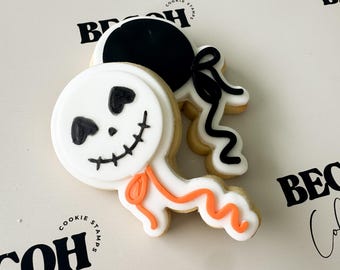 Skeleton Face Balloon Cookie Stamp, Halloween Spooky Season, 85mm