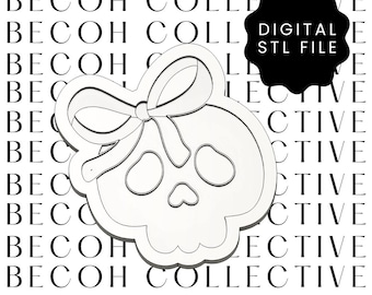 Skull with Bow Cookie Stamp & Cutter, Digital STL File (Digital Download)