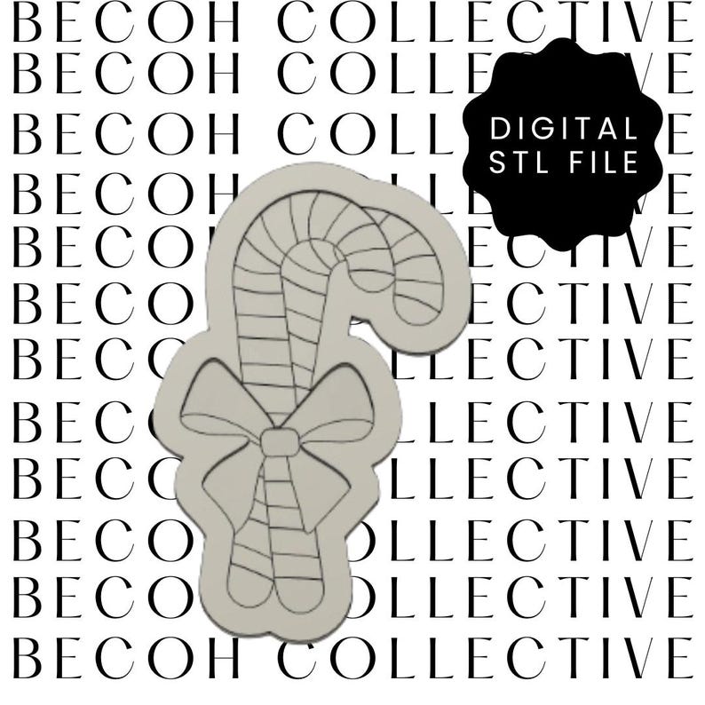 Candy Cane With Bow Cookie Stamp & Cutter, 3D Print STL File (digital ...