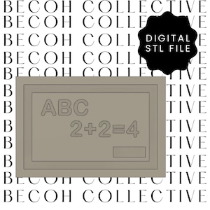 Digital STL Chalkboard Cookie Stamp & Cutter, STL File, Digital Download, Instant File, Fondant Cookies, 3d Printing,