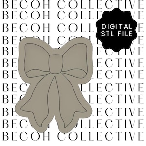 May include: A grey bow with a simple design, suitable for use as a decorative element in crafts or home decor projects. This is a digital STL file for 3D printing.
