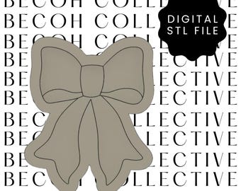 Digital STL File Ribbon Bow Cookie Stamp & Cutter, STL File, Digital Download, Instant File, Fondant Cookies, 3d Printing,