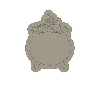 Pode incluir: Um caldeirão marrom com contorno cinza, cheio de líquido borbulhante e vapor subindo do topo. O caldeirão está em três pernas.