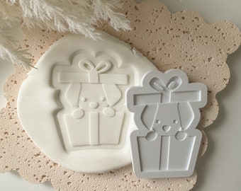 Puppy Present Cookie Stamp & Cutter, Debosser, Paw Cookie Stamps, Dog Themed Verjaardagskoekjes, Lets Pawty, Puppy Paw, 3d Gedrukt