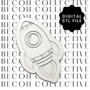 Sello y cortador de galletas con forma de cohete espacial, archivo STL para impresión 3D (descarga digital)