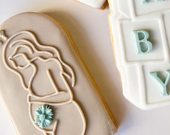 Pregnant Woman Cookie Cutter & Fondant Stamp, Debosser, Baby Themed Cookie Stamps, Baby Shower Cookie Stamp, Pregnancy Cookies, Mothers Day