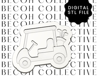 Digital STL Golf Cart Stamp & Cutter, STL File, Digital Download, Instant File, Instant Download, Fathers Day, 3d Printing, Golf Buggy