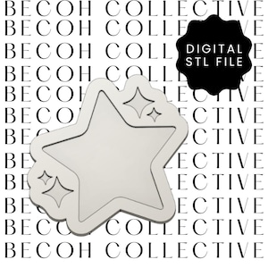 Digital STL File Star with Sparkle Cookie Stamp & Cutter, STL File, Digital Download, Instant File, Instant Download, 3d Printing