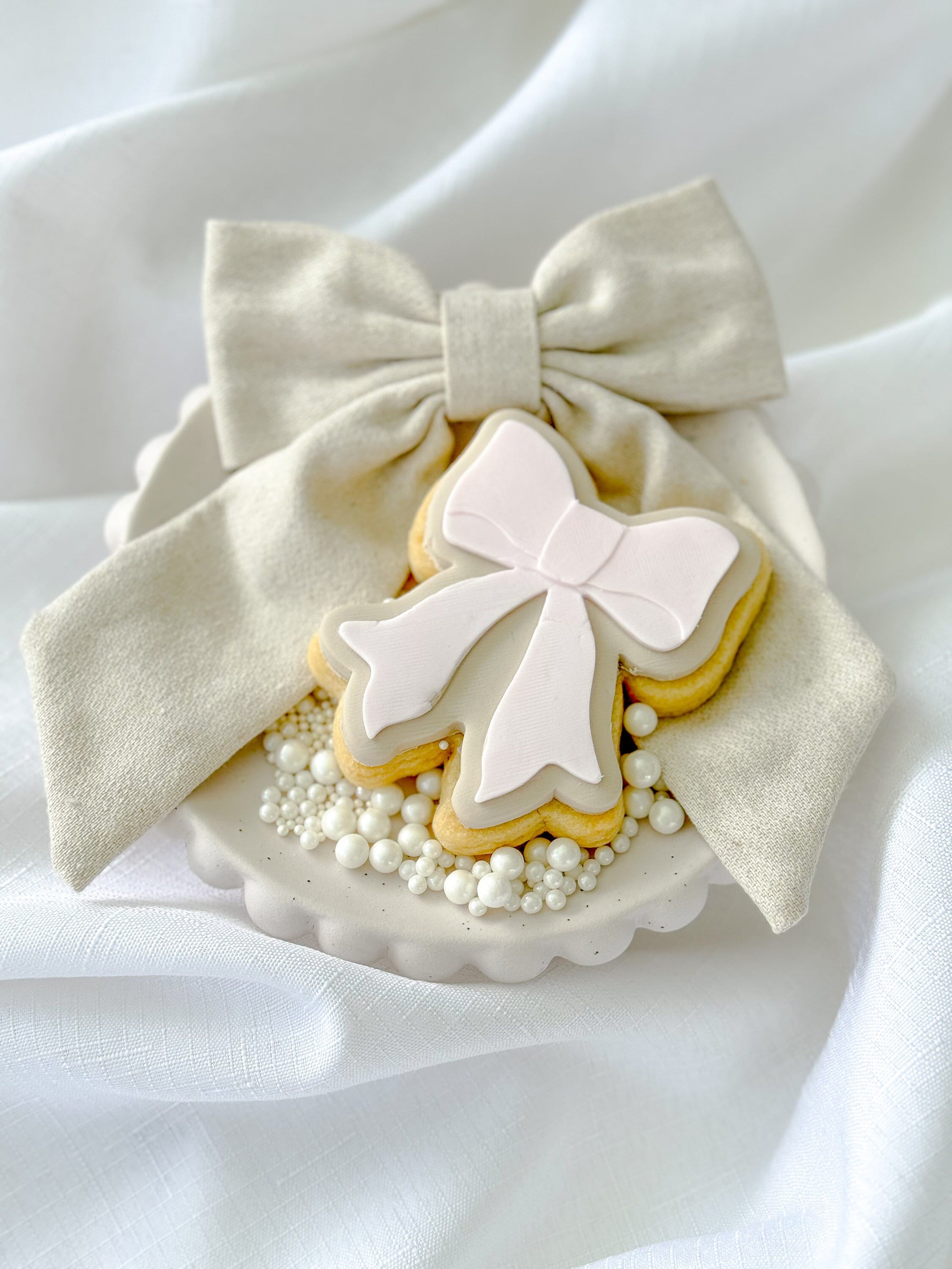 Ribbon Bow Cookie Stamp & Cutter, Bow Cookie Cutter, Raised Stamp, 3d Printed