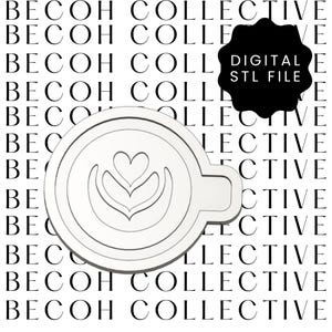 Digital STL File Latte Cookie Stamp & Cutter, STL File, Digital Download, Instant File, Instant Download, 3d Printing