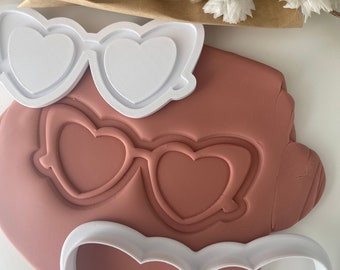 Heart Sunglasses Cookie Cutter & Fondant Stamp, Debosser, Cookie Stamp, Cat Eye Sunglasses, Heart Sunglass Cookie Stamp, Hearts