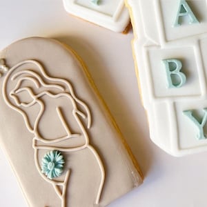 Foremka do ciastek i stempel z masy cukrowej w kształcie kobiety w ciąży, wytłaczarka, stemple do ciastek z motywem dziecka, stempel do ciastek na baby shower, ciasteczka ciążowe, dzień matki