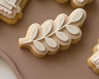 Tagliabiscotti a foglia e timbro fondente, incisore, francobolli floreali per biscotti, fiori per la festa della mamma, composizioni di fogliame, mamma, compleanni, Boho, stampa 3d