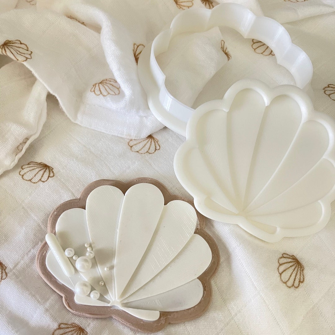 Sea Shell Cookie Cutter & Fondant Stamp, Debosser, Cookie Stamp, Shell, Beach Shell Cookie