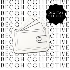 Digital STL File Wallet with Cash Cookie Stamp & Cutter, STL File, Digital Download, Instant File, Instant Download, 3d Printing, Hamburger