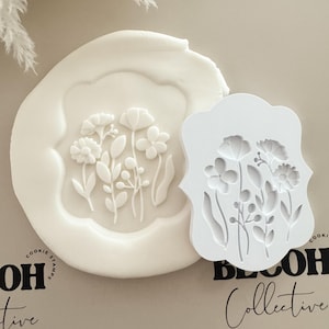 Wildflower Plaque Cookie Stamp & Cutter, Floral 3D Printed