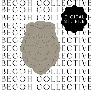 Pine Cone with Bow Cookie Stamp & Cutter STL File (Digital Download)