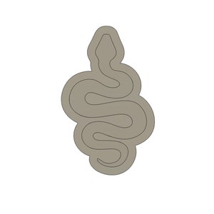 May include: A gray snake design, curled in a spiral shape, with a pointed head at the top.