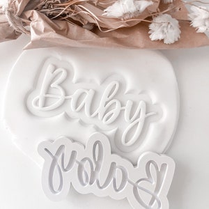 Baby Word Cookie Stamp & Cutter, Font Baby, Baby on the Way, Baby Shower, First Birthday, Pregnancy Announcement, Boho Baby, Custom