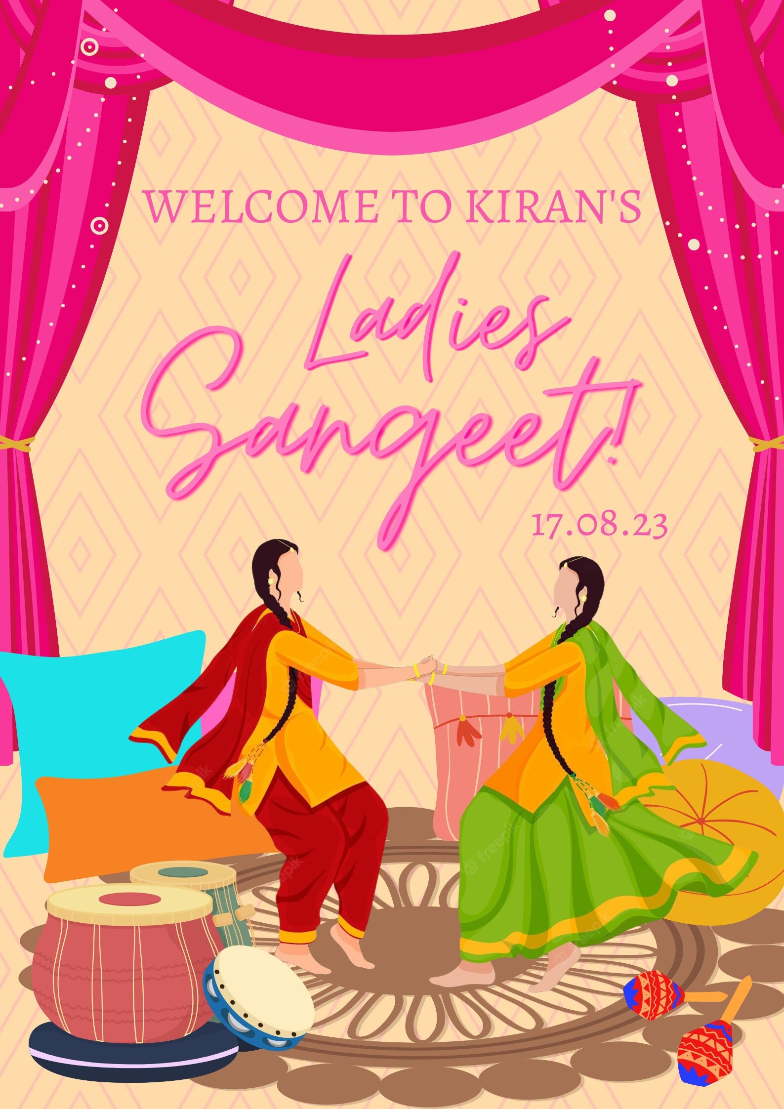 Ladies Sangeet Welcome Sign Digital File Etsy
