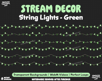 Green String Lights Animated Stream Decor | Livestream Decoration | Perfect Looping Animation | Twitch Overlay | Green Glowing Twinkle Light